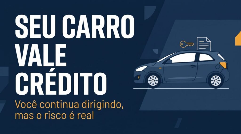 Arte com o texto Seu carro vale crédito ao lado da ilustração de um carro visto de perfil