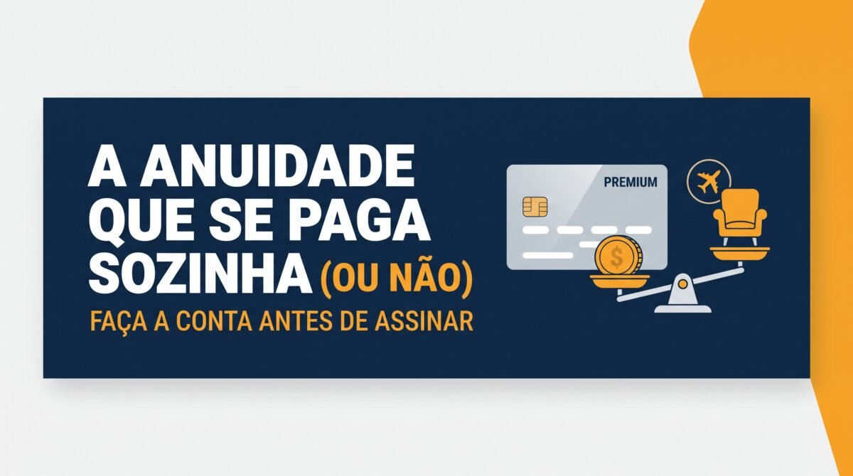 Outdoor publicitário com a frase A anuidade que se paga sozinha ou não, sobre calcular se vale a pena cartão premium para viagem