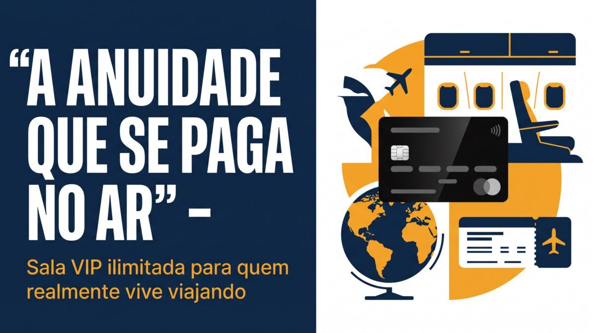 Cartão C6 Carbon com ilustração de cabine de avião e globo, capa sobre sala VIP e benefícios de viagem do cartão