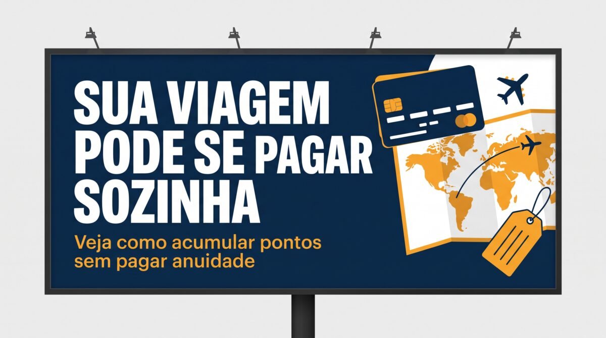 Cartão Inter Win com ilustração de mapa múndi e avião, capa sobre pontos e benefícios de viagem do cartão